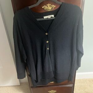 LOFT Dark Cardigan with Gold Buttons